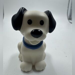 Fisher Price Little People Black & White Puppy Dog Animal Rescue Set Blue Collar